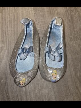 Disney Silver Glitter Girls' Ballet Flats with Cinderella Heart Charms